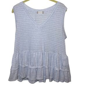 Altar’d State Dress Tiered Tank Top Gray & White Stripes V Neck Size M